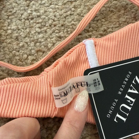 Zaful Pink Ribbed Bikini Set - Picture 3 of 3